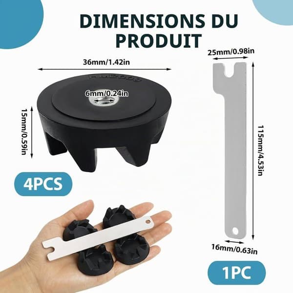 4 stk. 9704230, reservedele til blender, kompatibel med KitchenAid modeller KSB52, KSB5, 5KSB52 og 5KSB5
