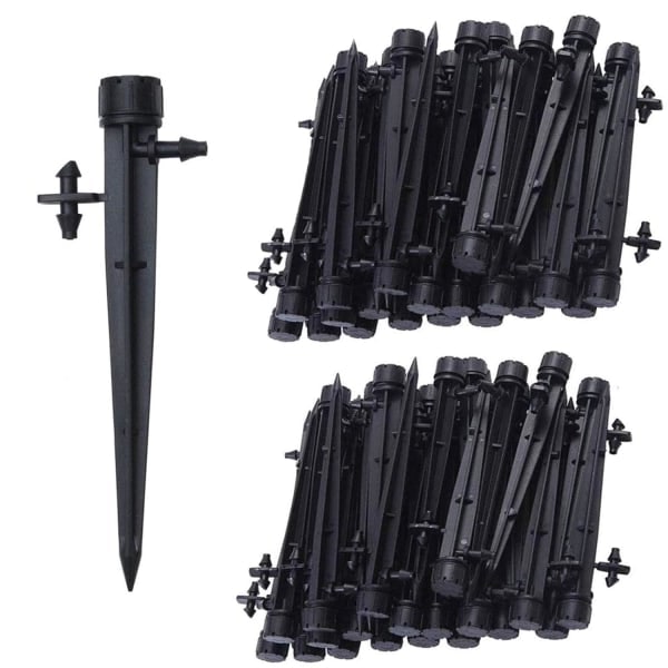 100 stk. drypvandingssystem, 1/4 tomme universal 360 graders justerbar drypvanding med konnektor, passer til 1/4 (4-7 mm)