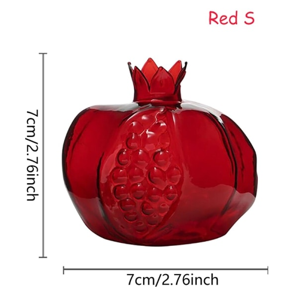 Granatäpple Glas Vas Heminredning Blomvas för Frukt Cachepo Red S
