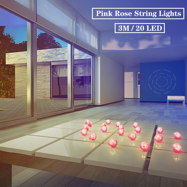 Blomster ljusslinga, LED ros ljusslinga, 3M 30LED