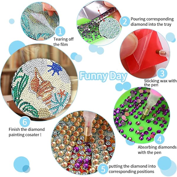 8-pak Ocean Diamondmalede Coasters DIY