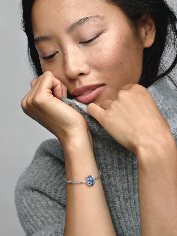 - Galaxy Blue & Star Murano Charm - Sterlingsølv