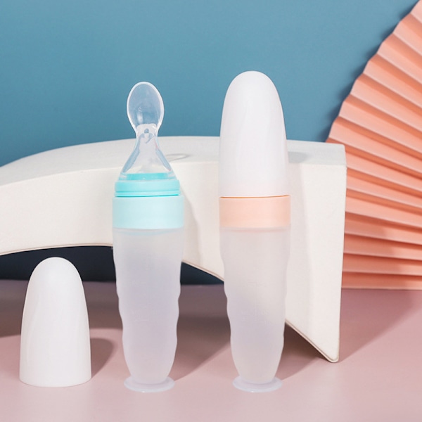 (2-pack) Matningssked i silikon | 120 ml fruktnapp - klämmatare | resevänlig för baby, småbarn, pojkar, flickor