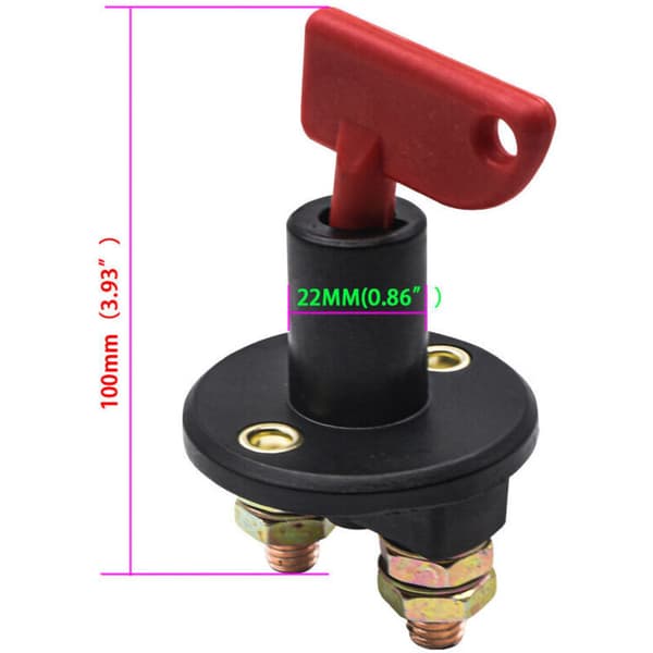 Bilbatteri-isolatorafbryder, 12/24V, 500A maks., Nød-bilbatteri-isolatorafbryder, Batteriafbryder til lastbiler, både og køretøjer