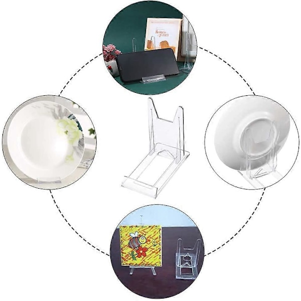 6 Stykker Akrylplastik til DVD, Ståplader, Klar Akryl Bogstøtte, Todelt Justerbar Klar Akrylplastik Display Stand Staffeli