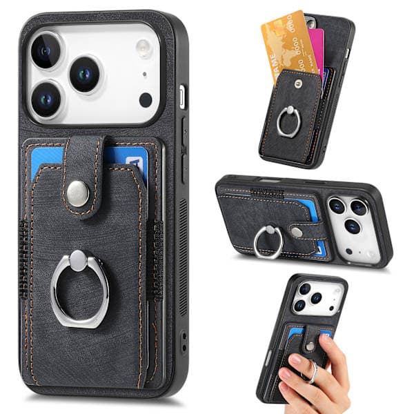 iPhone 17 Pro Max mobildeksel, ensfarget, med kortholder iPhone 17 Pro Max iPhone 17 Pro Max