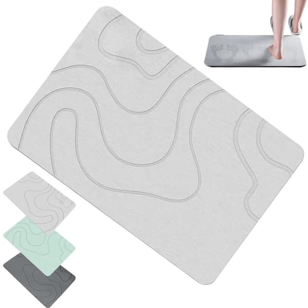Badeværelsesmåtte 40 x 60 cm Vandabsorberende Måtte Brusemåtte Absorberende Diatomitsten Brusemåtte Absorberende Sten Badeværelsesmåtte Vaskbar Brusemåtte