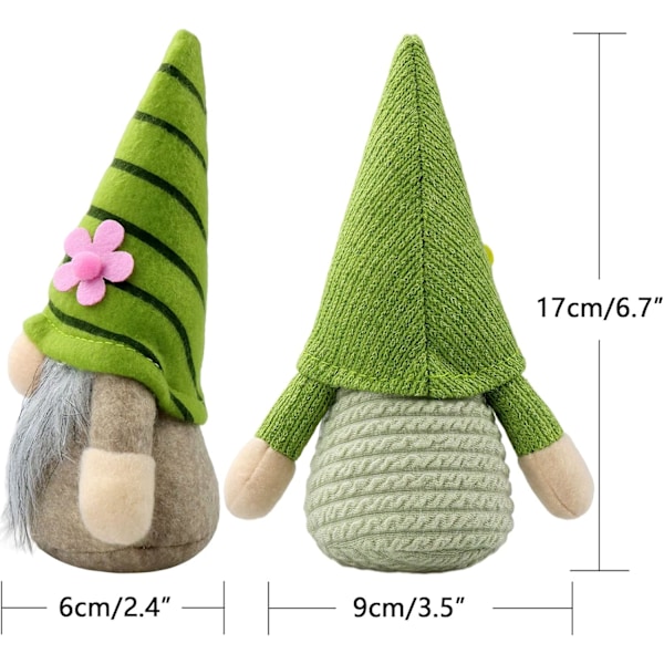Set med 2 Vår-Gonk Dekorationer Påskblomma Tomte Handgjord Dekor för Hem Kök