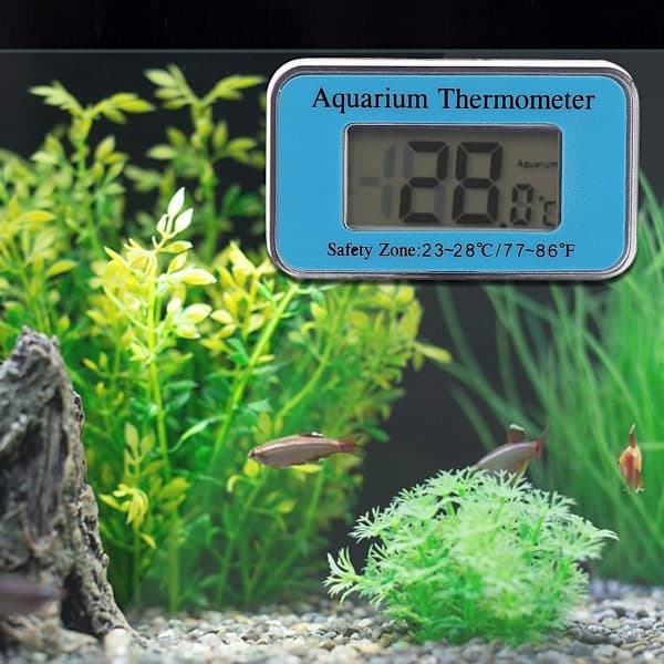 Akvarietermometer - Vattentät termometer - Akvarietermometer med sugkopp - Termometer med LED-display - Batterier ingår