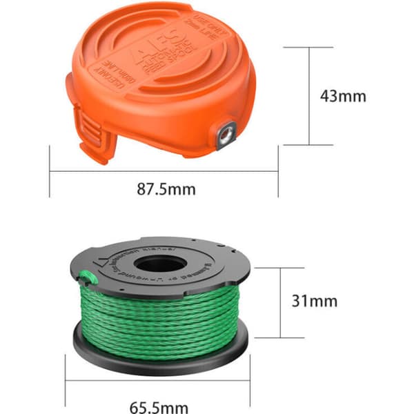 AIPERQ 4-pack gröna trimmerlinspolar för Black & Decker GL7033 GL8033 GL9035 A6482 (4 linspolar + 1 spolskydd)