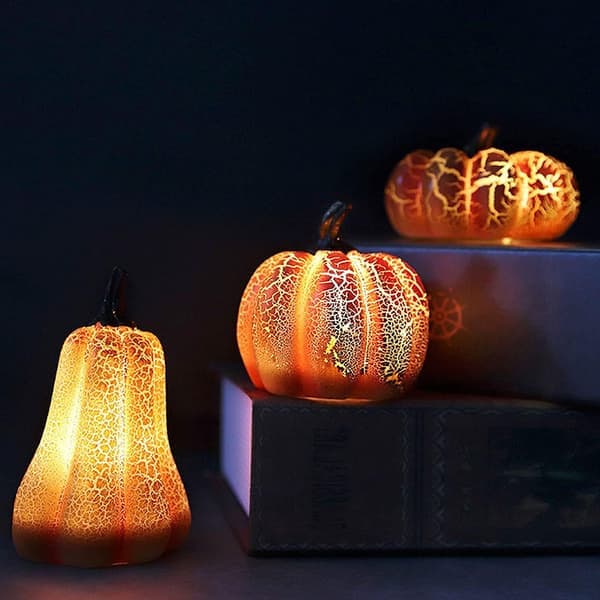 Halloween græskar med LED-lys, indendørs dekoration til Halloween, lysende græskar