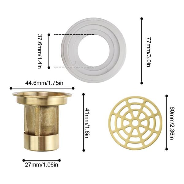 Dusjavløp, dusjplugg med gummiring, kobber dusjstopper, for hulldiameter 27-55 mm