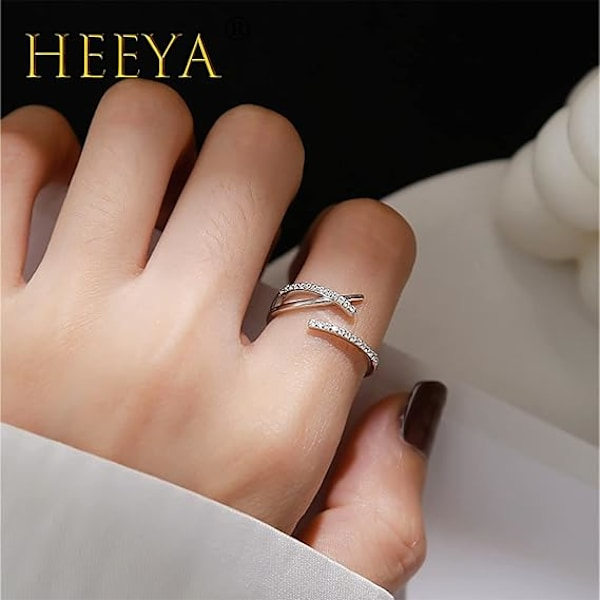 925 Sterling Silver Pläterade Tumringar - Måne Stjärnring för Flickor - Silver Ring Set med Kubisk Zirkonia - Ångest Fidget Ringar - Present till Flickor Kvinnor