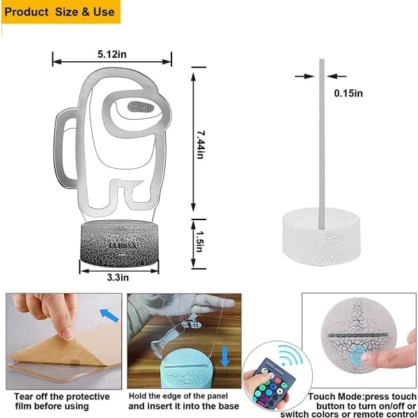 3D-lamper nattlys Among Us-leker for gutter barn julegaver
