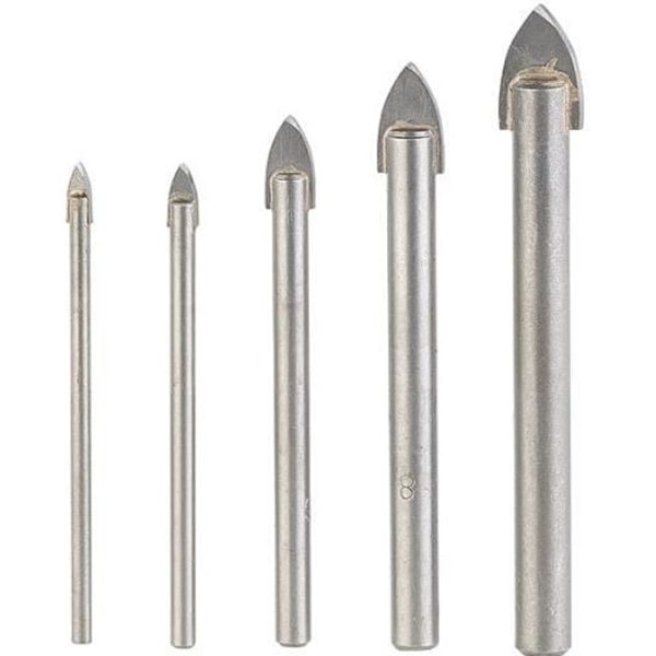 Sandblæste bor - 4/5/6/8/10 mm - Hårdmetal - Pakke med 5 - Præcis boring