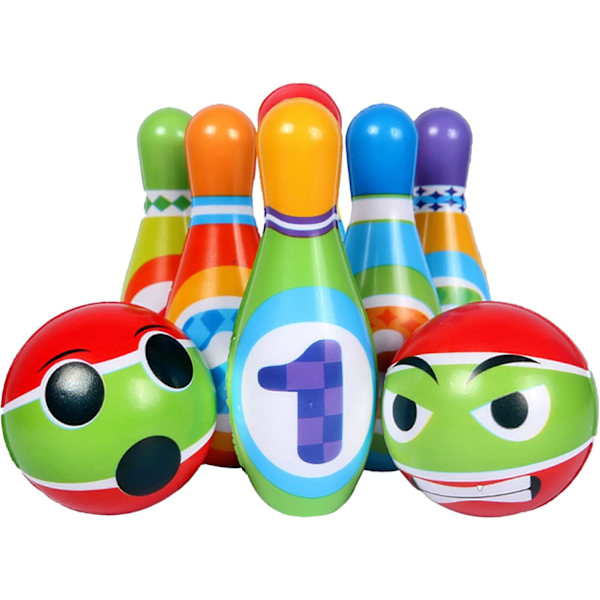 Mini Bowling Sæt til Børn, 6 Kegler og 2 Kugler, Blødt Bowling Sæt, Flerfarvet, Indendørs Udendørs Pædagogisk Læringslegetøj til Børn