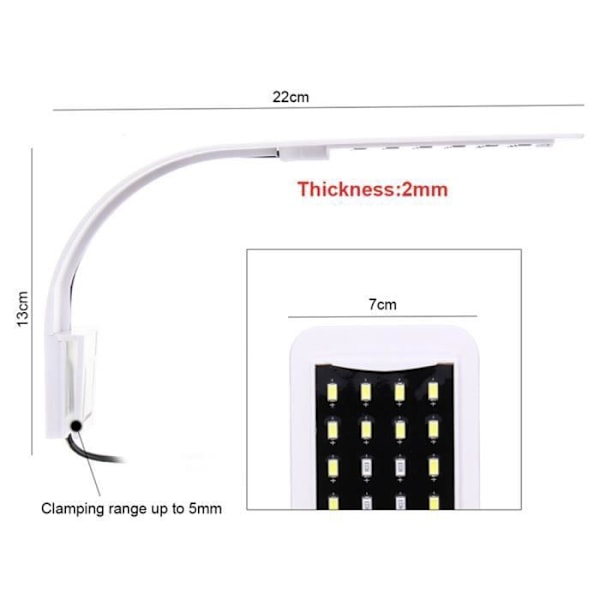TEMPSA 10W 24 LED Akvarium Fisketank LED Clip Belysningslampe Fleksibel Lys EU