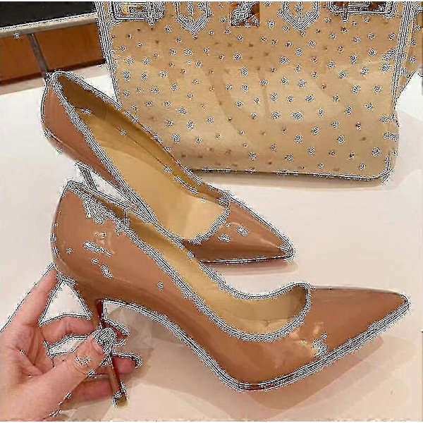 Sexiga röda pumps för kvinnor - Tunna högklackade skor med spetsig tå (6cm/8cm/10cm) - Perfekta för bröllop 39 black 6cm