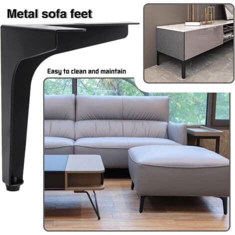Set med 4 möbelben i metall, 13 cm, moderna triangulära möbelben i metall för möbler, skåp, soffor, stolar, puffar