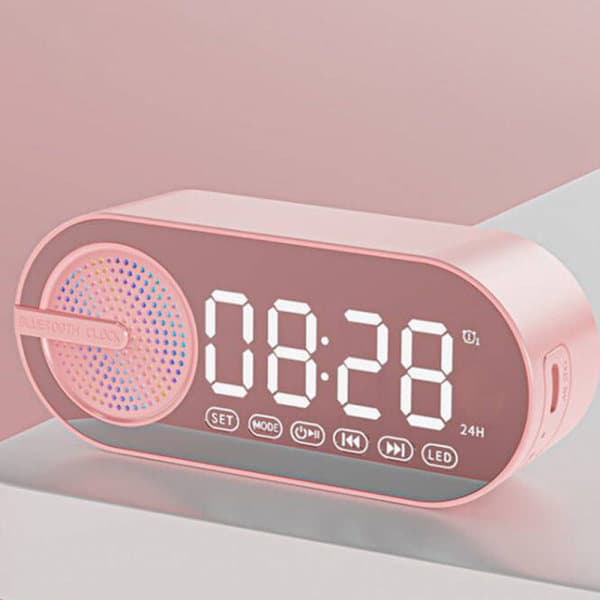 Bluetooth-kompatibel AI-klocka Färgglad LED Digital Display Klocka Väckarklocka för sovrum Rosa Pink