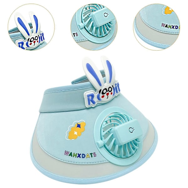 Solskärm Keps med Fläkt USB-driven Solhatt Inbyggd Fläkt för Flickor Pojkar Barn Strand Rosa Light Blue M