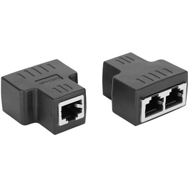 2 stk. Ethernet-kabeladapter LAN-kontakt Skjøteledd RJ45 Hun-grensesnitt for Internett-ledning (Svart)-DBA