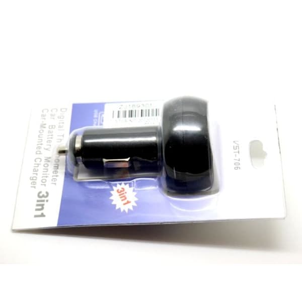 Voltmeter Temp + USB 5v Oplader 4-30v DC Bil Båd Autocamper Campingvogn
