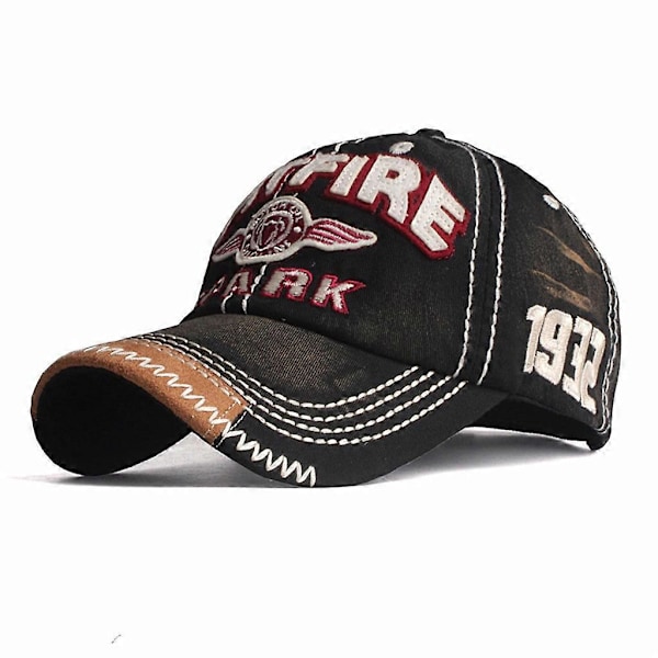 Bomuldsbroderet Patch Vaskbar Justerbar Baseball Cap Black