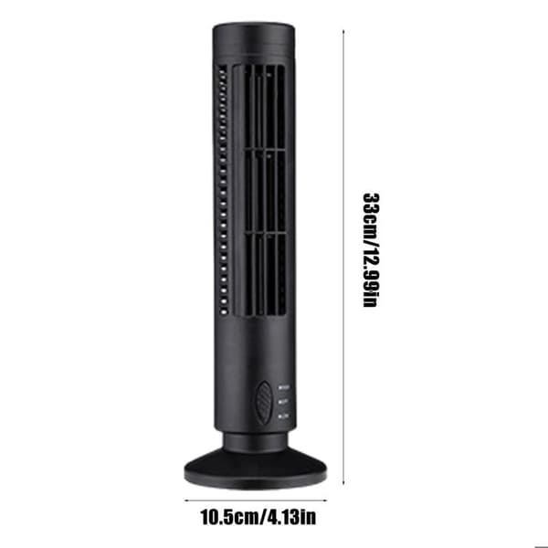 Stille Søjleventilator - 2 Hastigheder - Bladløs Tårnventilator - Bærbar USB Stående Ventilator - Sort
