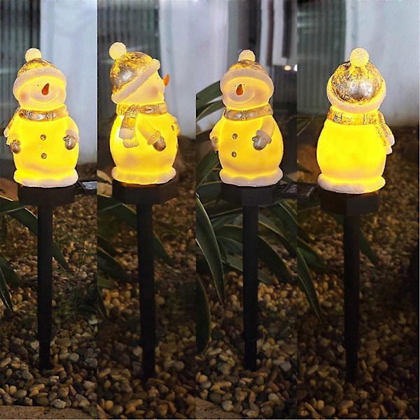 Solar Hagelys LED Jul Plener Snømann Plugglys Vanntett Jordplugglys