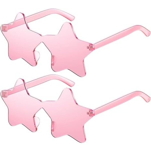 To Par Hjerteformede Dame Solbriller Godterifarge Transparent Rammeløse Hjerteformede Briller Jenter Søte Hjerteformede Solbriller, Rosa