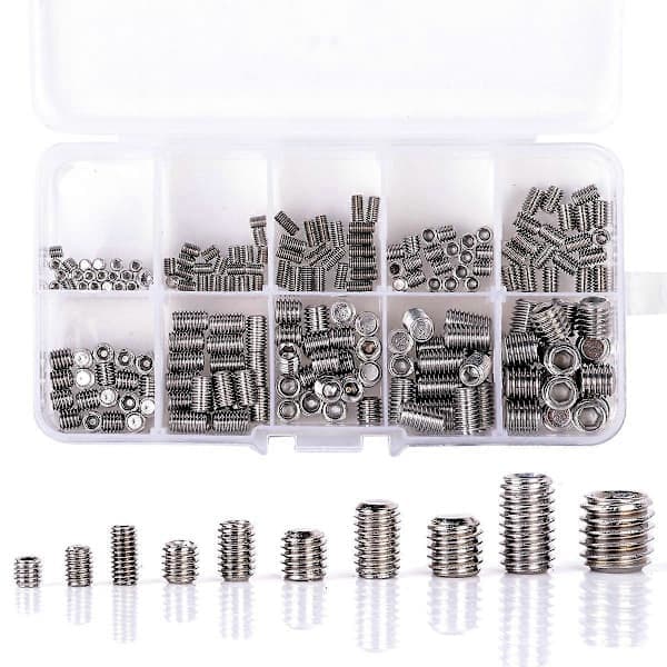 200 stk 304 rustfrie stålskruer assortert bokssett M3/M4/M5/M6/M8