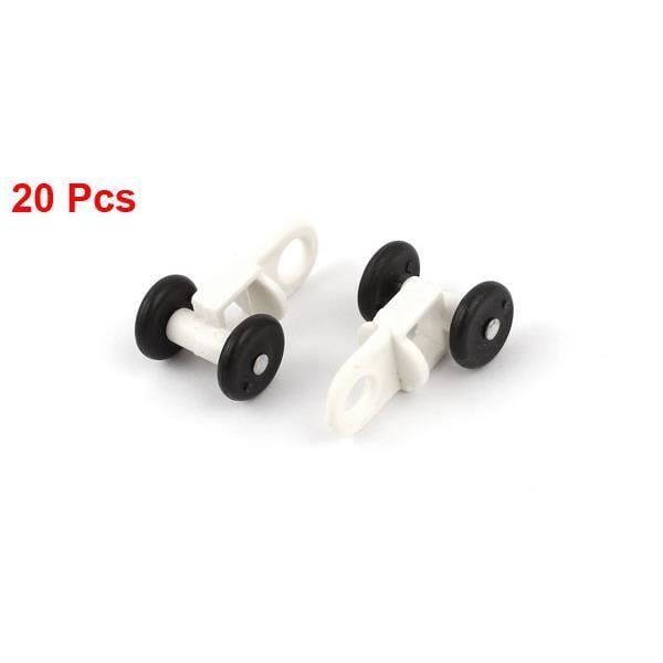 SOURCING MAP Hvide Plastik Gardiner Skinne Ruller 13mm Diameter Sorte Ruller Persienne 20 stk