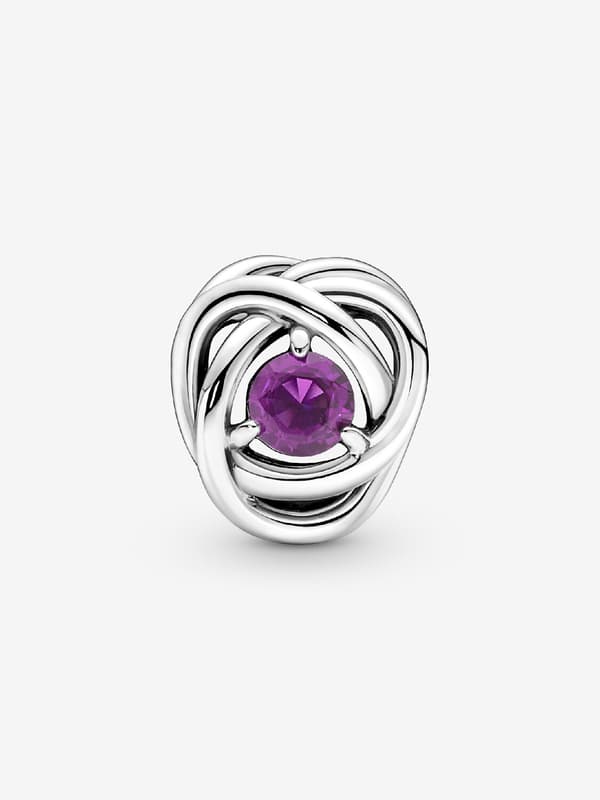 - Februar Lilla Evighedscirkel Charm - Sterlingsølv