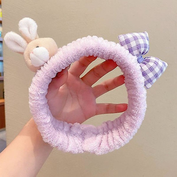 Vinter Ny Tegneserie Hårbånd Til Pige Kanin Pandebånd Ansigtsvask Makeup Hårnål Varm Tegneserie Pige Pandebånd Hårbånd til Kvinder Purple hair band