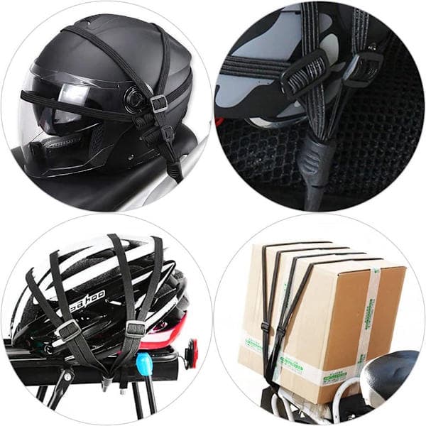 Bagagestrop Brystclips - Justerbar Elastisk Strop til Hjelm - 60cm/90cm Sort