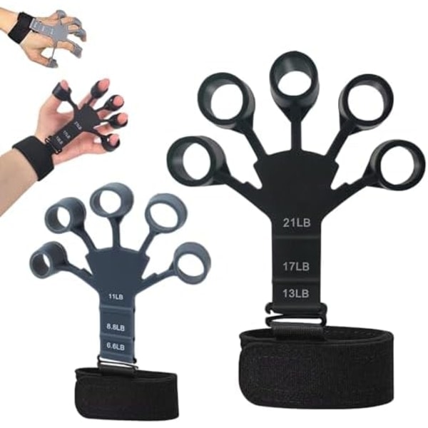2-pack fingerförstärkare handgreppsstärkare 6 motståndsnivåer band silikon handledssträckare gitarrfingerövningstränare