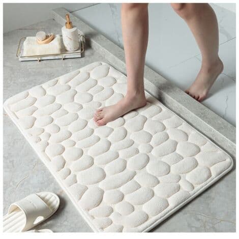 Absorberende, sklisikker badematte av polyesterfiber – Korallfleece-stoff – Sklisikker SBR-bakside – 40 x 60 cm