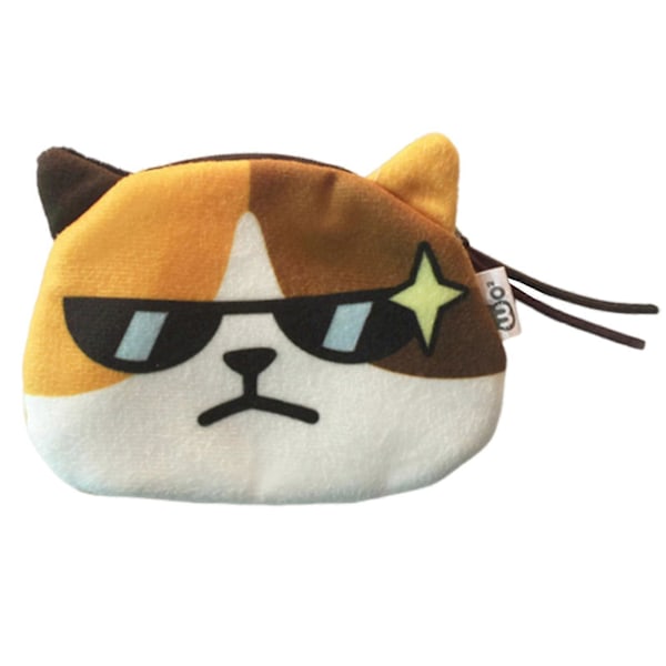Fashionabla Hörlursförvaringsväska Rolig Kattansikte Myntbörs Liten Plånbok Växelväska för Daglig Användning och Utomhusaktiviteter spectacled cat