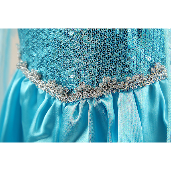 Elsa Prinsessdräkt, Elsa klänning, Prinsessklänning för flickor, Deluxe Glittrande Kappa Maskeradklänning för Halloween jul födelsedagsfest kostym, 140cm