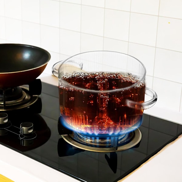Glas Kastrull Med Lock Klar Kastrull Med Högt Borosilikatglas Värmebeständig Gryta Med Spishäll Kastrull För Pasta Nudlar Soppa Mjölk