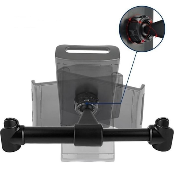 Bilholder for nettbrett/telefon, justerbar 360° roterbar baksetemontering - Svart