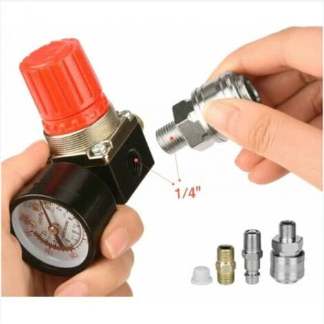 1-delad tryckluftsreducerare, 1/4\" tryckreducerare, 4-håls tryckregulator med manometer, kompressor