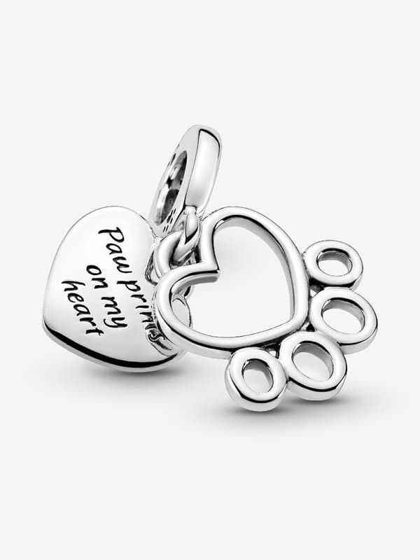 - Hjerter & Poteaftryk Dingle Charm - Sterling sølv