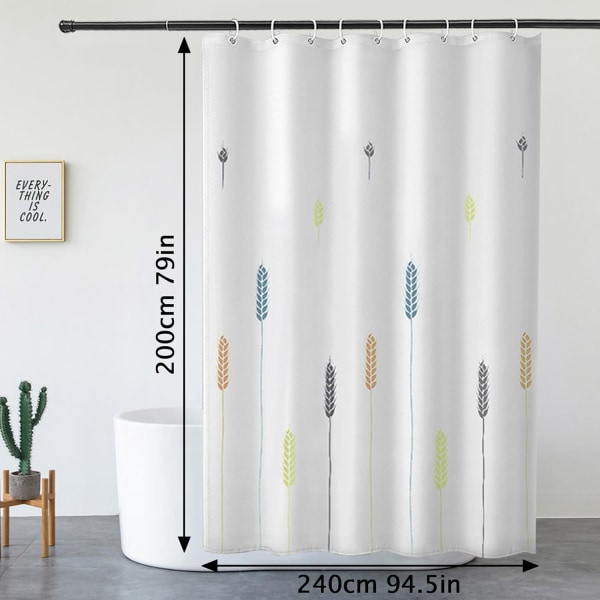 Bruseforhæng Badeværelsesforhæng Vandtæt Polyester Badeforhæng med 12 Kroge til Brusebad og Badeværelse 180x200CM Hvid 240*200