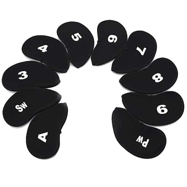 Headcovers til jern - Sæt med 10 sorte