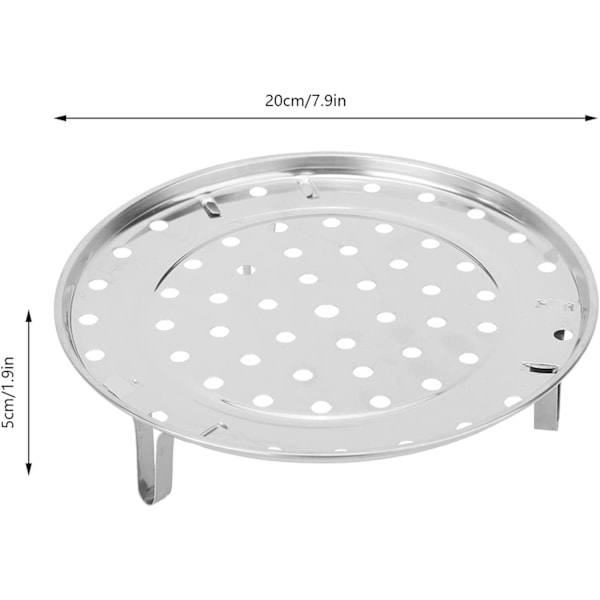 Dampkoger 7.9/9.5/10.2 tommer rund dampbakke i rustfrit stål med aftagelige ben, trykkoger trivet (24 cm diameter) 20cm