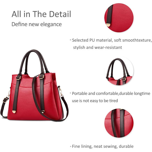 Damehåndtasker, Elegant Tote Bag med Top-Håndtag, Skuldertaske, Patent Læder Håndtaske, Arbejdstaske til Damer Rojo vino