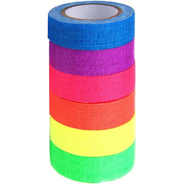 Lysende washi-tape - Neontape i 6 neonfarger - 5M x 1,5cm rull