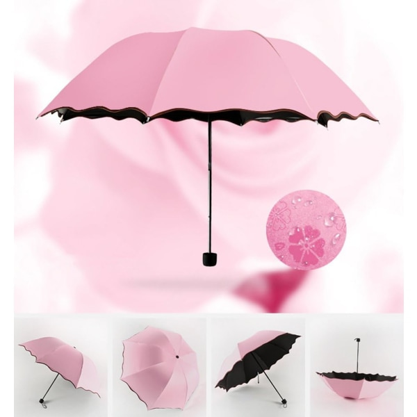 Naisten aurinkovarjo UV-suojalla, kevyt Anit-UV -sateenvarjo kesän aurinkosuojaan Princess Pink